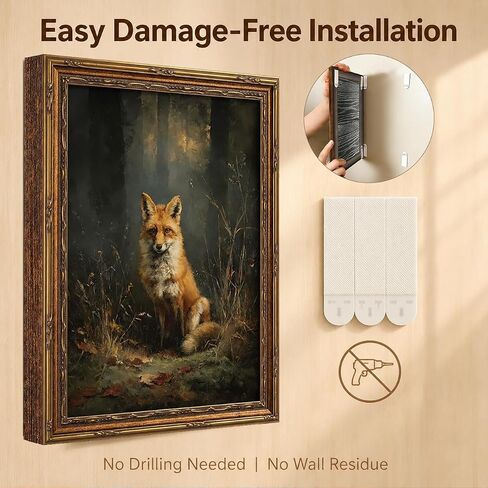 Framed Vintage Woodland Fox Canvas Wall Art Forest Wildlife Dark Academia Painting Picture Wall Decor Nature Farmhouse Animals Poster Print Artwork for Living Room Bedroom Lodge Home Decoration in Saudi Arabia