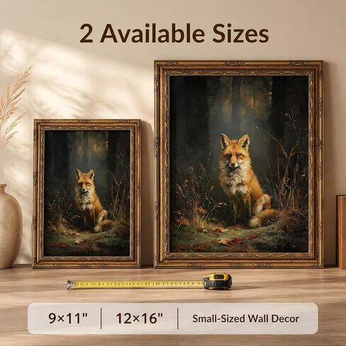 Framed Vintage Woodland Fox Canvas Wall Art Forest Wildlife Dark Academia Painting Picture Wall Decor Nature Farmhouse Animals Poster Print Artwork for Living Room Bedroom Lodge Home Decoration in Saudi Arabia