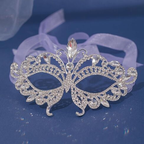 Women Crystal Masquerade Mask Rhinestone Fancy Mask Evening Party Mask for Stage Performance School Ball in Kuwait
