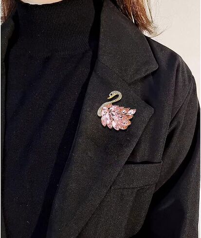 Elegant Rhinestone Swan Brooches Pin Crystal Swan Brooch Lapel Pins for Women Fashion in Saudi Arabia