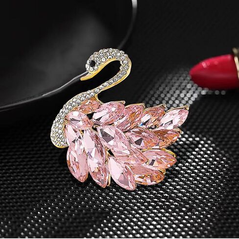 Elegant Rhinestone Swan Brooches Pin Crystal Swan Brooch Lapel Pins for Women Fashion in Saudi Arabia