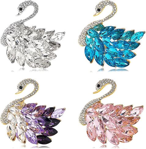Elegant Rhinestone Swan Brooches Pin Crystal Swan Brooch Lapel Pins for Women Fashion in Saudi Arabia