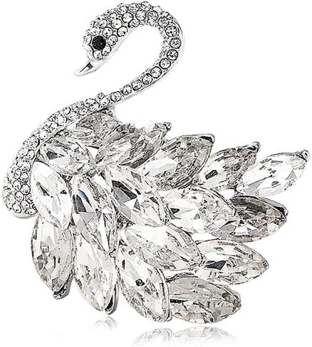 Elegant Rhinestone Swan Brooches Pin Crystal Swan Brooch Lapel Pins for Women Fashion in Saudi Arabia