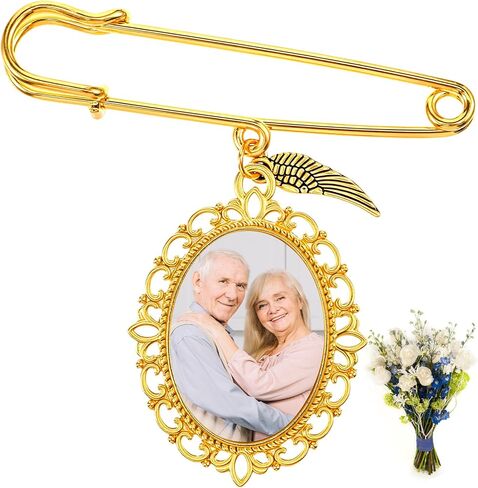 Wedding Bouquet Photo Charms Memorial Boutonniere Pin - graduation memorial photo pin - Memory Pins for Passed Loved Ones in Kuwait