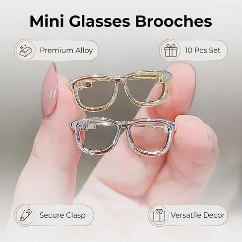 Mini Glasses Shaped Brooch, 10pcs Alloy Eyeglasses Frame Round Style Lapel Pin for Women Dress Suit Shirt Collar Jewelry Accessories in Saudi Arabia