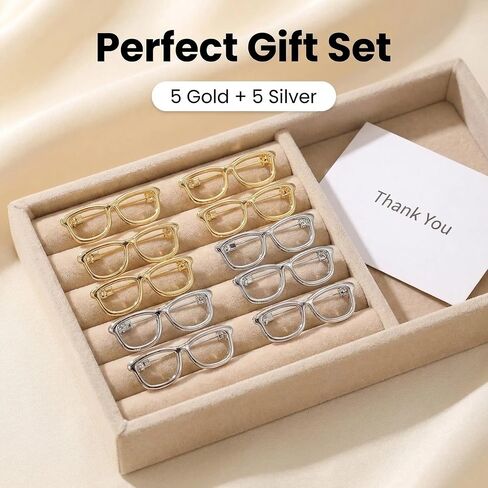 Mini Glasses Shaped Brooch, 10pcs Alloy Eyeglasses Frame Round Style Lapel Pin for Women Dress Suit Shirt Collar Jewelry Accessories in Saudi Arabia
