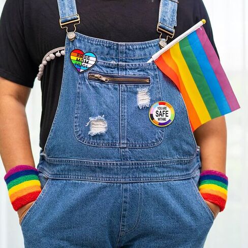 9PCS Rainbow Pride Enamel Lapel Pin LGBTQ Ally Gay Pins YOU ARE SAFE WITH ME PIN for Clothing Backpack Hat Decoration Brooch Badge Jewelry Gift in Saudi Arabia