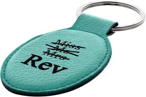 هدايا طلاب الدين من ThisWear للنساء Miss Mrs Ms Rev Reverend سلسلة مفاتيح بيضاوية من الجلد علامة مفاتيح باللون الأزرق المخضر in Kuwait