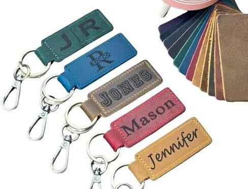 Personalized Leather Keychain, Custom Engraved Key Ring for Men & Women, Monogram Leather Key Fob, Birthday or Anniversary Keepsake, Custom Coordinate & Drive Safe Keychain in Kuwait