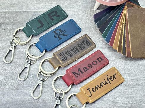 Personalized Leather Keychain, Custom Engraved Key Ring for Men & Women, Monogram Leather Key Fob, Birthday or Anniversary Keepsake, Custom Coordinate & Drive Safe Keychain in Kuwait