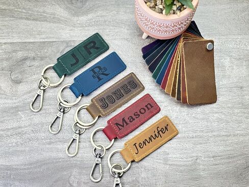 Personalized Leather Keychain, Custom Engraved Key Ring for Men & Women, Monogram Leather Key Fob, Birthday or Anniversary Keepsake, Custom Coordinate & Drive Safe Keychain in Kuwait