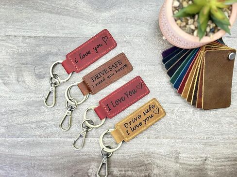 Personalized Leather Keychain, Custom Engraved Key Ring for Men & Women, Monogram Leather Key Fob, Birthday or Anniversary Keepsake, Custom Coordinate & Drive Safe Keychain in Kuwait