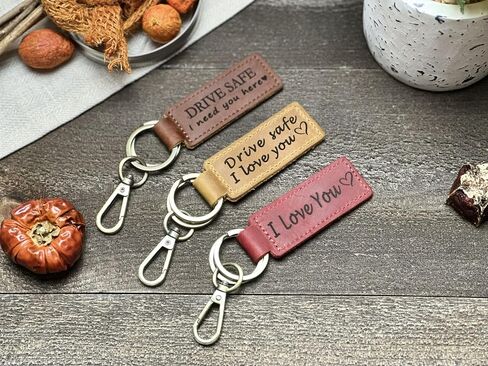 Personalized Leather Keychain, Custom Engraved Key Ring for Men & Women, Monogram Leather Key Fob, Birthday or Anniversary Keepsake, Custom Coordinate & Drive Safe Keychain in Kuwait