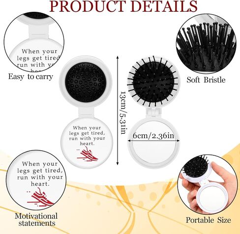 Tondiamo 12 Sets Runner Team Gift Bulk Track and Field Running Accessories with Running Folding Mirror Hair Brushes and Track Runners Keychain for Xmas Marathon Present for Women Men Adult Training in Kuwait