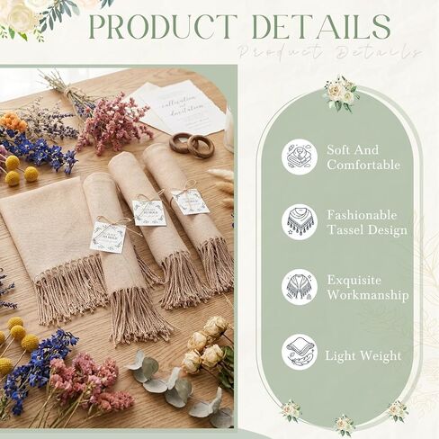Hercicy 24 Pack Wedding Shawl and Wrap Bulk, 79 x 28 Inch Scarves with Wedding Sign and Card, Gifts for Guest Bridal in Kuwait