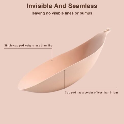 Invisible Strapless Sticky Bra Push up for Women, Adhesive Bra for Backless Dress, Silicone Cleavage Lift with Nipple Covers Cream B Cup in Saudi Arabia