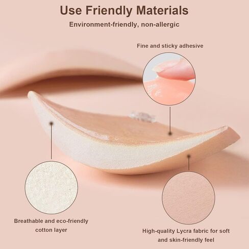 Invisible Strapless Sticky Bra Push up for Women, Adhesive Bra for Backless Dress, Silicone Cleavage Lift with Nipple Covers Cream B Cup in Saudi Arabia