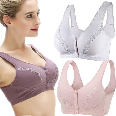 Super Comfy Daily Front Button Lace Bras Sleep Bras with Thin Soft Pad, Leisure Bras for Women, A to D Cup in Saudi Arabia
