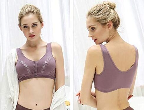 Super Comfy Daily Front Button Lace Bras Sleep Bras with Thin Soft Pad, Leisure Bras for Women, A to D Cup in Saudi Arabia