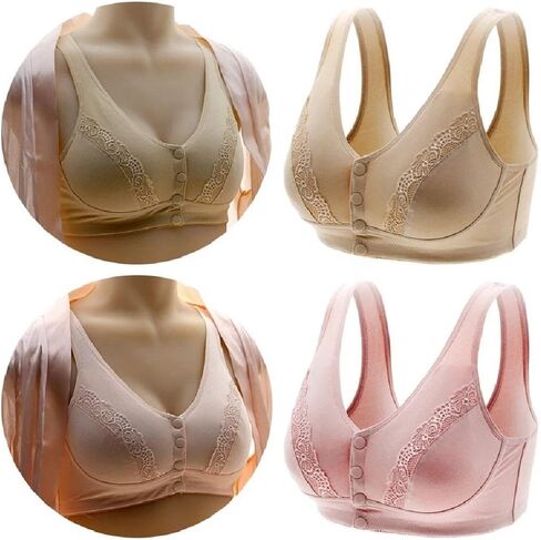 Super Comfy Daily Front Button Lace Bras Sleep Bras with Thin Soft Pad, Leisure Bras for Women, A to D Cup in Saudi Arabia