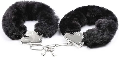 Stainless Steel Black Fluffy Handcuffs for Ankles and Wrist with Chain Set Fuzzy Sweater Hand Cuff Set for Adults Bedroom Hand Cuffs for Women Couples QS48 in Saudi Arabia