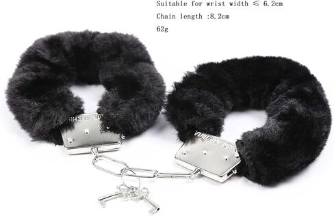 Stainless Steel Black Fluffy Handcuffs for Ankles and Wrist with Chain Set Fuzzy Sweater Hand Cuff Set for Adults Bedroom Hand Cuffs for Women Couples QS48 in Saudi Arabia