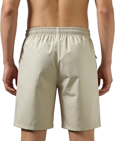 Men's Athletic Shorts with Zipper Pockets, Lightweight Gym Workout Shorts for Men, Quick-Dry Sporty Shorts with Drawstring in Kuwait