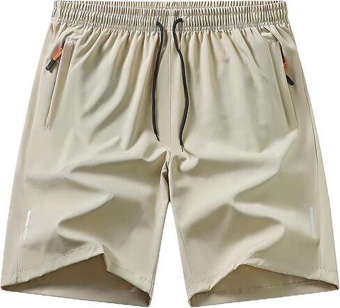 Men's Athletic Shorts with Zipper Pockets, Lightweight Gym Workout Shorts for Men, Quick-Dry Sporty Shorts with Drawstring in Kuwait