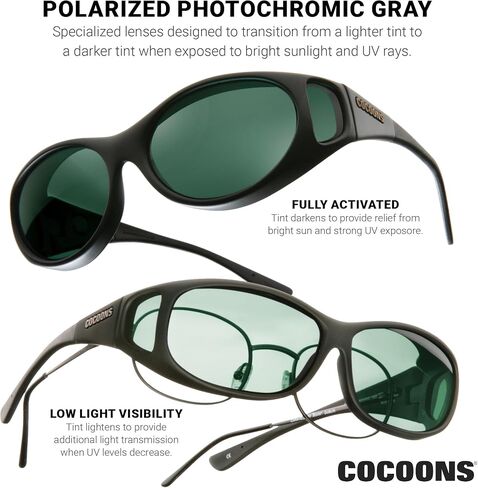 Cocoons Photochromic Polarized Fitover Mx Styleline C702GPC Polarized Rectangular Sunglasses in Saudi Arabia