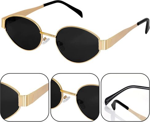 2Pcs Retro Oval Sunglasses for Women, Cute Trendy 90s Sunglasses, Classic Metal Frame Shades Sun Glasses UV Protection in Saudi Arabia