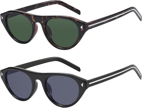 A LONG Retro Oval Sunglasses for Women Trendy Small Narrow Cat Eye Sun Glasses UV400 Protection Shades in Saudi Arabia