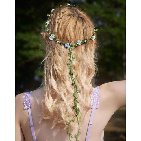15 Pcs Multicolor Flower Crown Wreath Headband Flower Crowns for Women Girl Floral Garland Headbands Floral Headpiece for Birthday Wedding Festival Vacation Fairy Party Photography Props in Saudi Arabia
