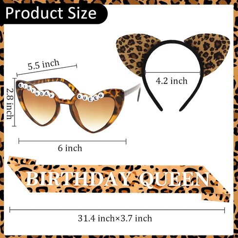 Cheetah Print Birthday Decorations Cheetah Birthday Queen Sash and Sunglasses with Leopard Headband for Women Leopard Print Party Decorations for Party Custume Outfit Decor in Saudi Arabia