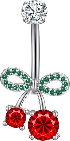 Dangle Belly Button Ring for Women Stainless Steel Butterfly Pink Red CZ Heart Flower Belly Rings 14G Navel Button Piercing Curved Navel Piercing Jewelry for Women in Saudi Arabia