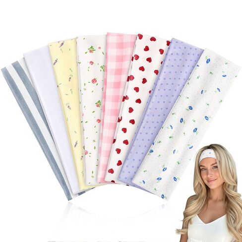 boho Headbands for Women 8pcs: Fabric Head Bands Soft Stretchy Fashion Hair Styling Accessories Stocking Stuffers Vintage Floral Hairbands Christmas Gift for Women Teen Girls Mom Summer Festival Gift in Saudi Arabia