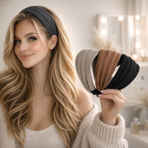 Headbands for Women Non Slip Trendy Headbands for Women’s Hair 2.7" Wide Cute Headband for Girls, Fall Head Bands Elastic Hair Bands for Womens Fashion Accessories for Women in Saudi Arabia
