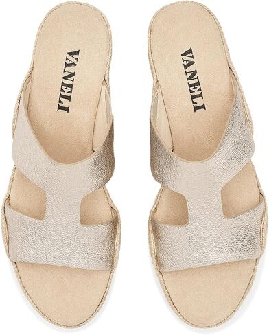 VANELi Womens Cyril Espadrille Casual Sandals Casual Mid Heel 2-3" - Beige, Silver in Kuwait