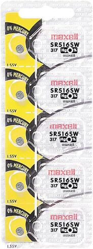 5pk Maxell SR516SW SR62 317 D317 Silver Oxide Watch Battery in Kuwait
