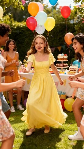 Junior Bridesmaid Dresses Square Neck Flower Girl Dress with Flutter Sleeves A Line Wedding Party Gown XXYTZ005 in Kuwait