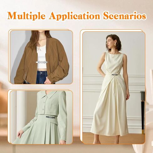 2 Pcs Cinch Clips Shirt Clip Vintage Dress Back Cinch Clips Shawl Sweater Cardigan Collar Tightener Clip for Women (Black, Silver) in Saudi Arabia
