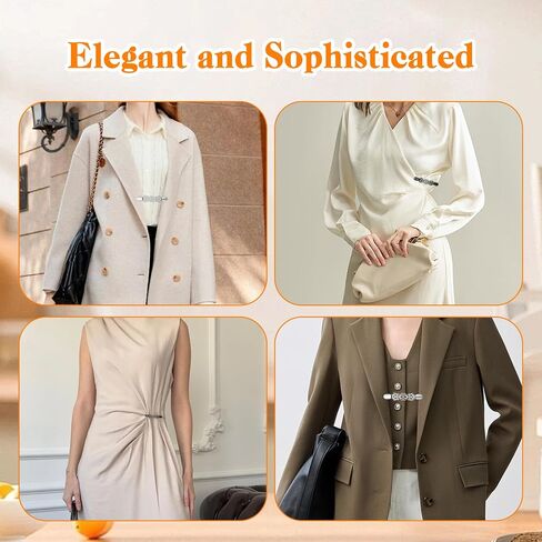 2 Pcs Cinch Clips Shirt Clip Vintage Dress Back Cinch Clips Shawl Sweater Cardigan Collar Tightener Clip for Women (Black, Silver) in Saudi Arabia