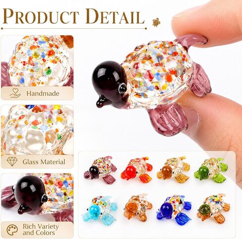 Set of 8 Hawaiian Turtle Bulk Handmade Mini Sea Turtle Art Glass Blown Sea Animal Figurine Hawaiian Gifts Home Decor Crafts Collection Collectible Figurines Hawaii Souvenirs in Saudi Arabia