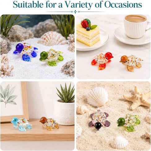 Set of 8 Hawaiian Turtle Bulk Handmade Mini Sea Turtle Art Glass Blown Sea Animal Figurine Hawaiian Gifts Home Decor Crafts Collection Collectible Figurines Hawaii Souvenirs in Saudi Arabia
