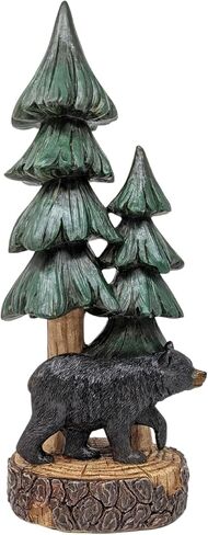 BestGiftEver دب ريفي مع تمثال منضدية لشجرة الصنوبر - ديكور نزل كابينة غابة الغابات - تمثال دب راتينج واقف لتزيين المنزل الجبلي in Kuwait