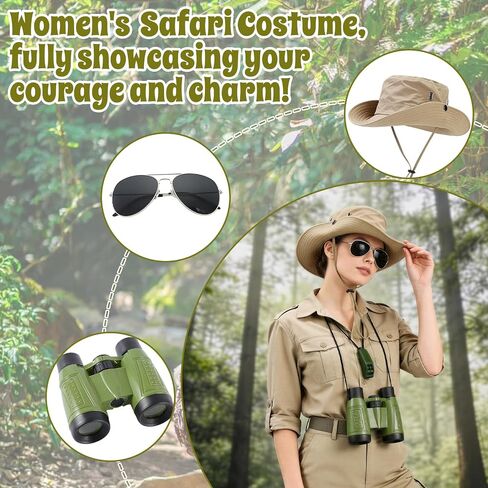 Xerteam Women's Safari Costume Set 5 Pcs Safari Cosplay Costume Adult Zoo Keeper Outfit for Halloween Cosplay Rave Party in Saudi Arabia