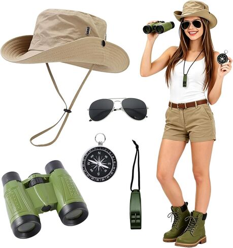 Xerteam Women's Safari Costume Set 5 Pcs Safari Cosplay Costume Adult Zoo Keeper Outfit for Halloween Cosplay Rave Party in Saudi Arabia