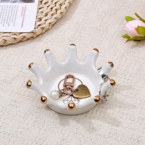Koythin Ceramic Ring Holder Jewery Tray, Adorable Trinket Dish for Earring Bracelet Key, Mini Crown Room Decor for Engagement Wedding Birthday, Bedroom Decors for Friends Hostess (Diamond Ring) in Saudi Arabia