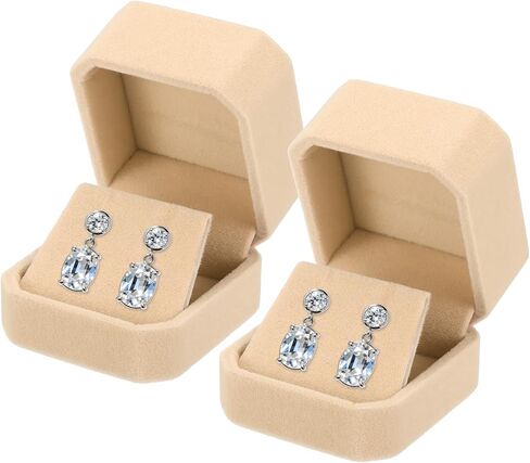 MECCANIXITY 2Pcs Velvet Earring Box, Classic Stud Earring Gift Boxes Elegant Jewelry Display Case for Proposal Engagement Wedding Birthday, Pink in Kuwait