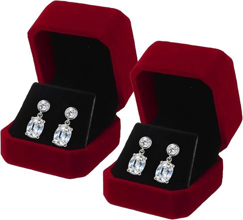 MECCANIXITY 2Pcs Velvet Earring Box, Classic Stud Earring Gift Boxes Elegant Jewelry Display Case for Proposal Engagement Wedding Birthday, Pink in Kuwait