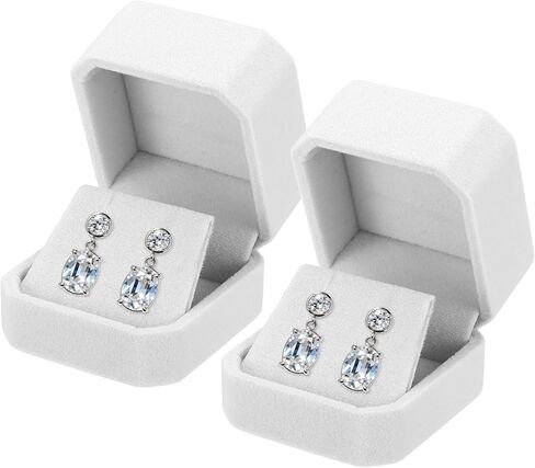MECCANIXITY 2Pcs Velvet Earring Box, Classic Stud Earring Gift Boxes Elegant Jewelry Display Case for Proposal Engagement Wedding Birthday, Pink in Kuwait